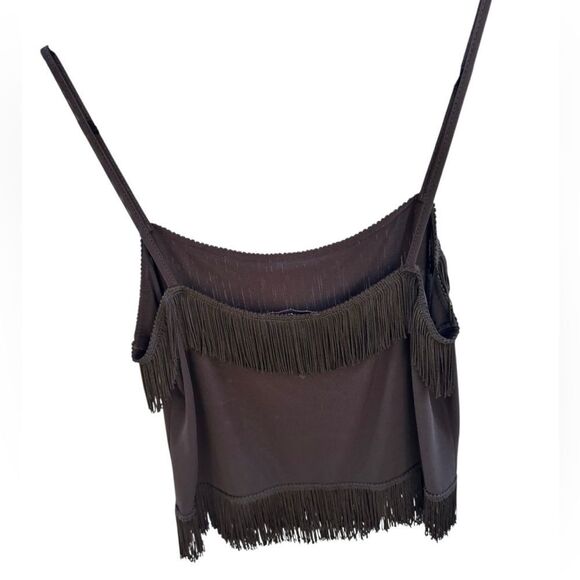 Mochino Jeans Women's Vintage Black Fringe Tank Top Size 8 - Picture 2 of 5
